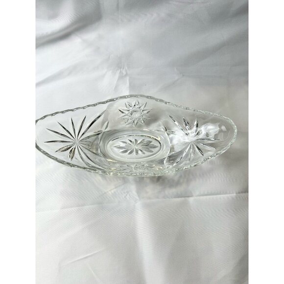 Vintage Crystal Cut Glass Starburst Design Decorative Bowl 9.5”x4” Center Piece - Picture 7 of 8